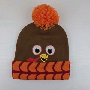 Thanksgiving Turkey Beanie Hat Pom‎ New!